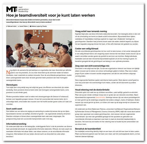 De effecten van diversiteit zijn zelden eenduidig plaatje