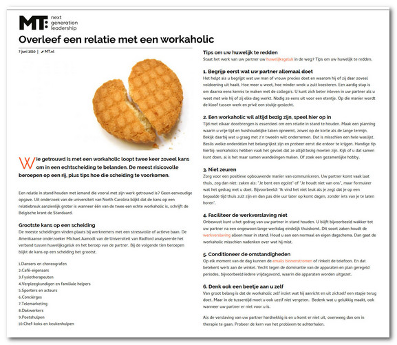 Een relatie in stand houden met iemand die vooral met zijn werk getrouwd is plaatje