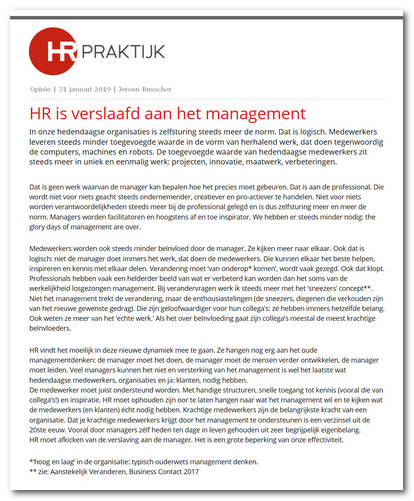 HR is verslaafd aan het management plaatje